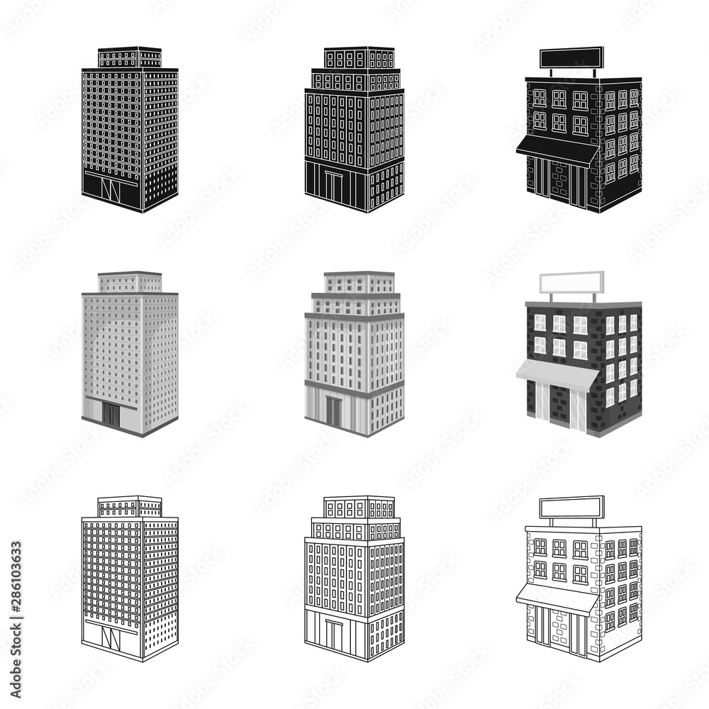 Vector design of construction and building symbol. Set of construction and estate stock vector illustration.