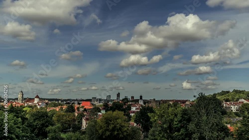 Time laps of panorama old town in Vilnius