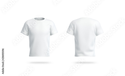Blank white clean t-shirt mockup, isolated, front and back view,