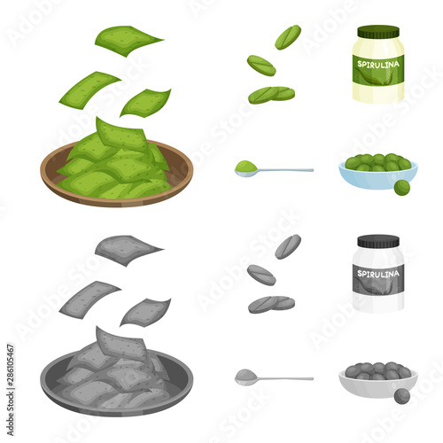 Isolated object of protein and sea icon. Collection of protein and natural stock symbol for web.