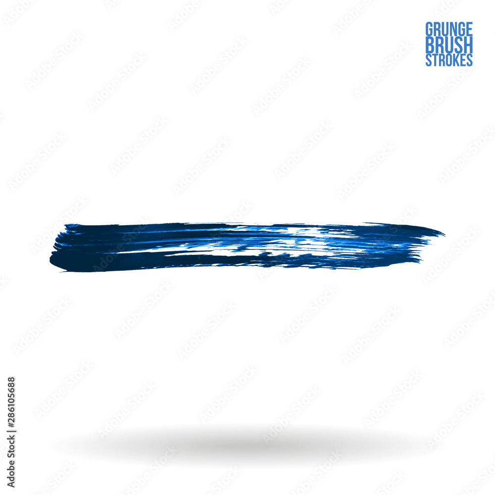 Fototapeta premium Blue brush stroke and texture. Grunge vector abstract hand - painted element. Underline and border design.