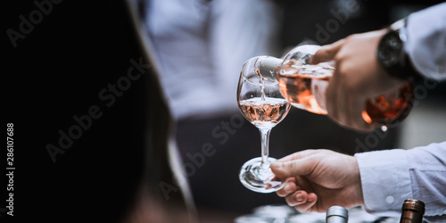 Wine glass white and rose image for banner advertorial website cover brochure template mock-up
