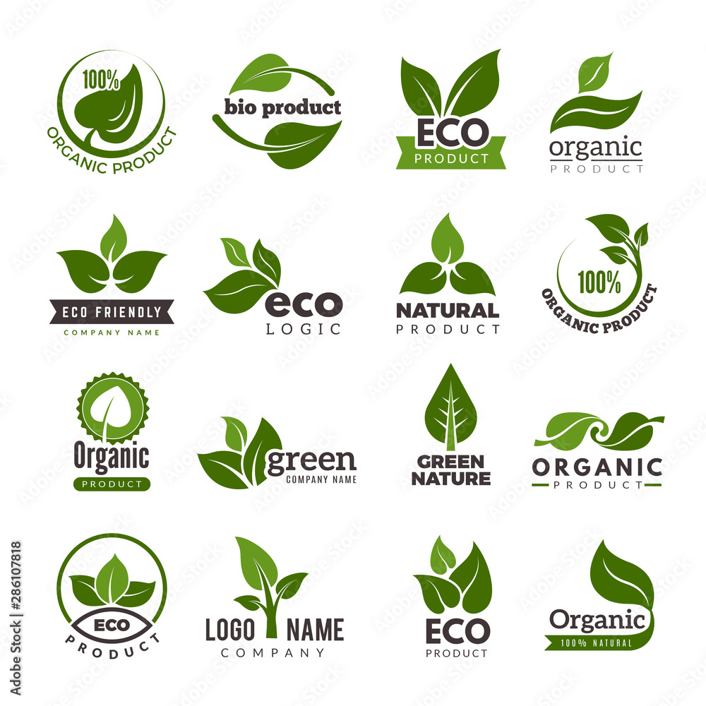 Leaf logo. Bio nature green eco vector symbols business logo template. Illustration of bio eco green, nature logo Stock Vector | Adobe