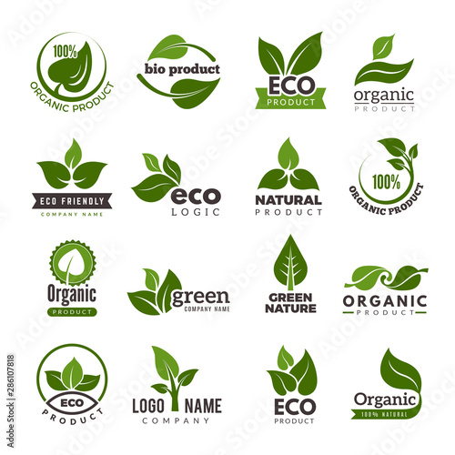 Leaf logo. Bio nature green eco vector symbols business logo template. Illustration of bio eco green, nature logo environment