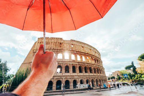 Photography Italian Roma capital city Tourist enjoying a ancient Colosseum or Coliseum ruins