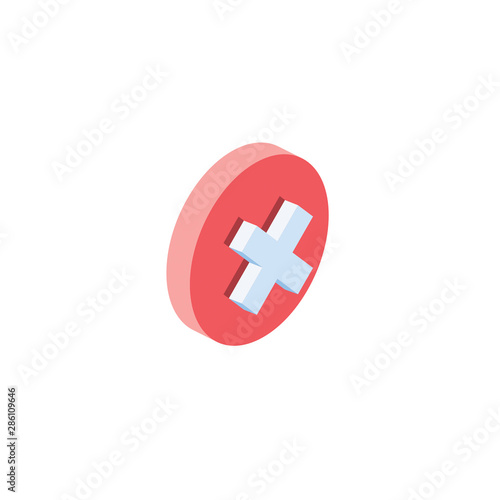 Close label delete. Vector 3d isometric, color web icons set, new flat style. Creative illustration, idea for infographics.