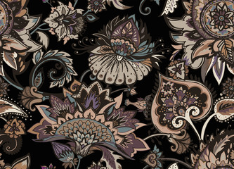 Fotobehang Paisley patronen Oosters paisley textiel bloemornament  © alfaolga