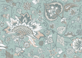 Fotobehang Paisley patronen Oosters paisley textiel bloemmotief  © alfaolga