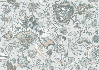 Fotobehang Paisley patronen Oosters paisley patroon met bloemen  © alfaolga