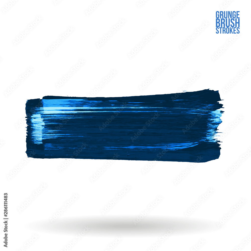 Fototapeta premium Blue brush stroke and texture. Grunge vector abstract hand - painted element. Underline and border design.