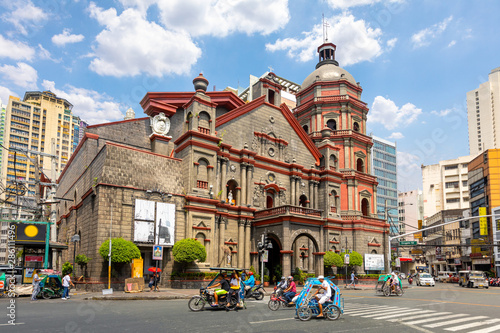 Binondo Church with tuk-tuk in manila,philippines