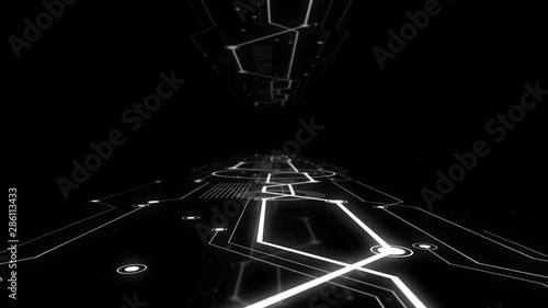 Motherboard digital chip in darkness.