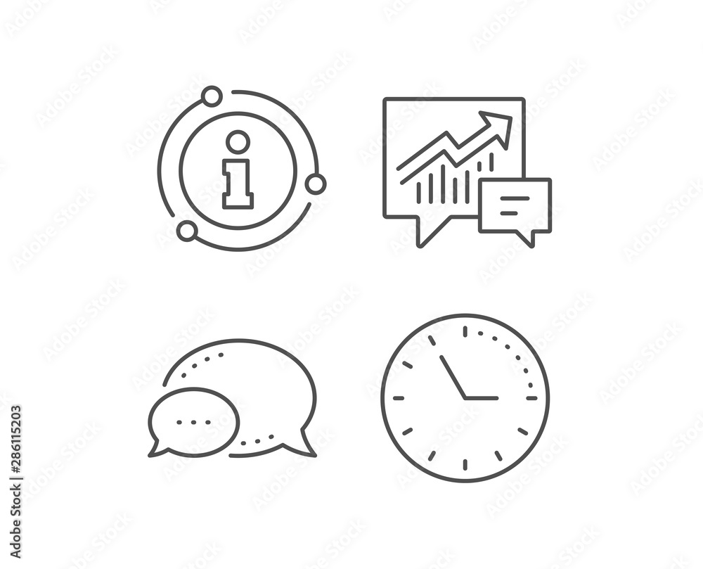 Fototapeta premium Chart line icon. Chat bubble, info sign elements. Report graph or Sales growth sign in speech bubble. Analysis and Statistics data symbol. Linear accounting outline icon. Information bubble. Vector