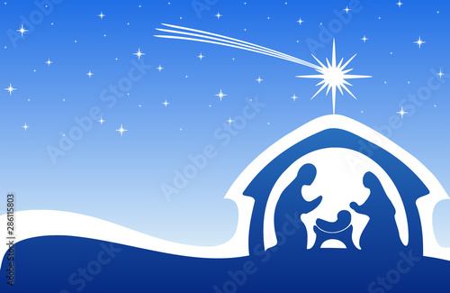 Christmas greeting card with Nativity scene