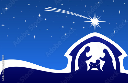 Christmas greeting card with Nativity scene
