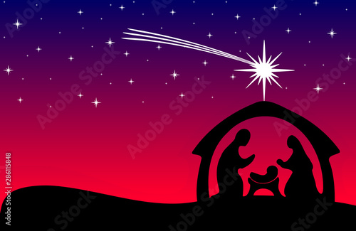 Christmas greeting card with Nativity scene