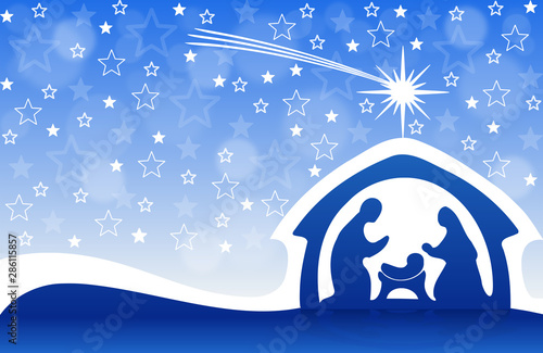 Christmas greeting card with Nativity scene