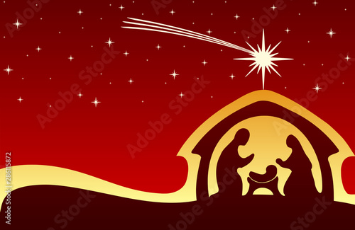 Christmas greeting card with Nativity scene