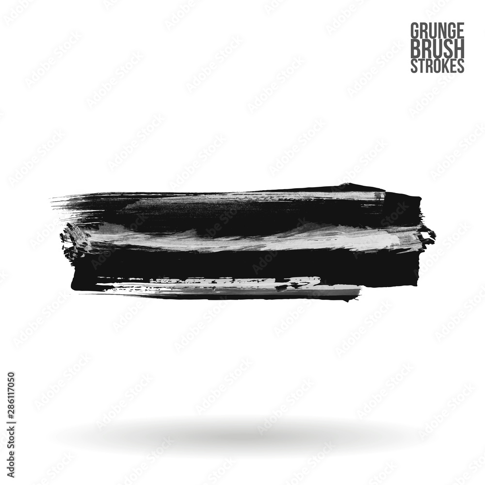 Obraz premium Grey brush stroke and texture. Grunge vector abstract hand - painted element. Underline and border design.