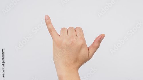 The shaka hand sign is a greeting in the hawaiian culture,subsequently aiso used in surfer culture.