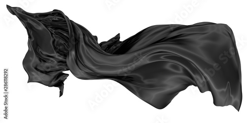 Wavy fabric on a white background. 3D rendering. photo