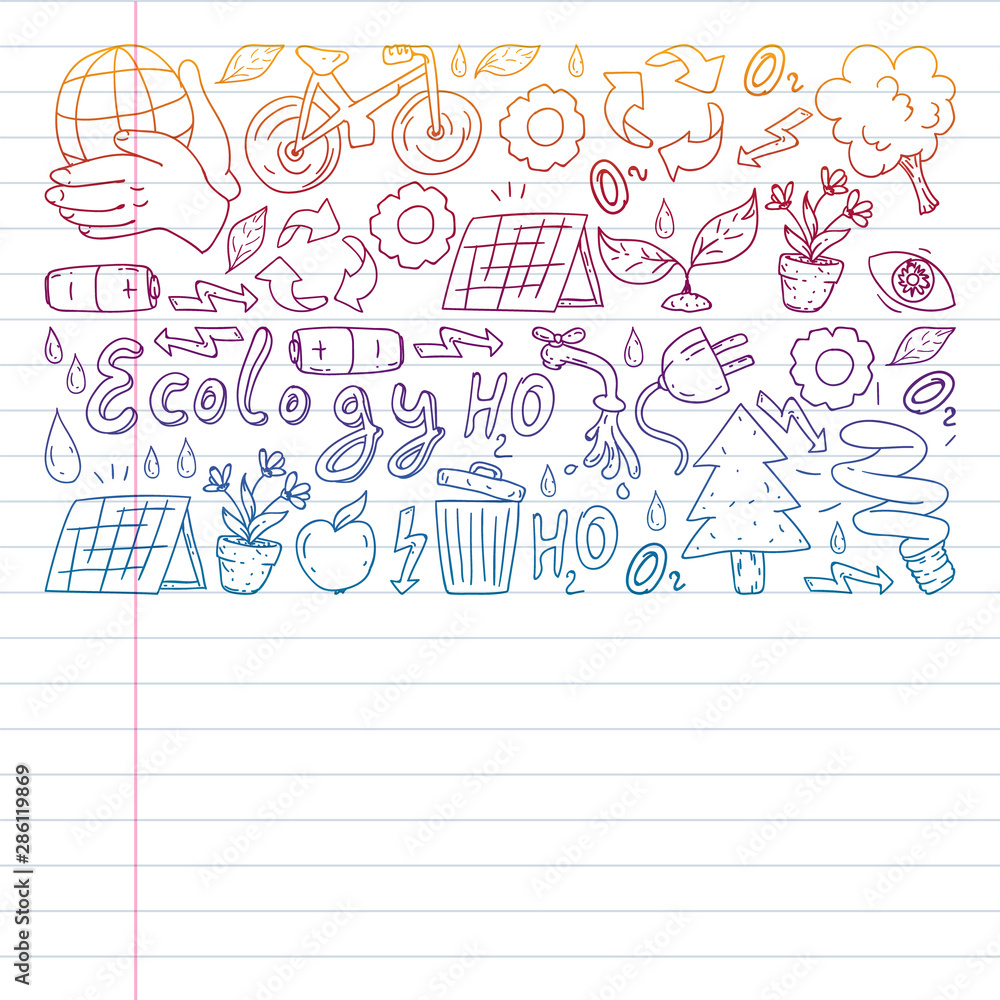 Vector logo, design and badge in trendy drawing style - zero waste concept, recycle and reuse, reduce - ecological lifestyle and sustainable developments icons, gradient, Vector logo, design and badge in trendy drawing style - zero waste concept, recycle and reuse, reduce - ecological lifestyle and sustainable developments icons, gradient,