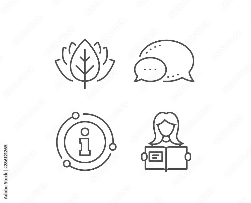 Woman read a Book line icon. Chat bubble, info sign elements. Education symbol. Instruction or E-learning sign. Linear woman read outline icon. Information bubble. Vector Woman read a Book line icon. Chat bubble, info sign elements. Education symbol. Instruction or E-learning sign. Linear woman read outline icon. Information bubble. Vector