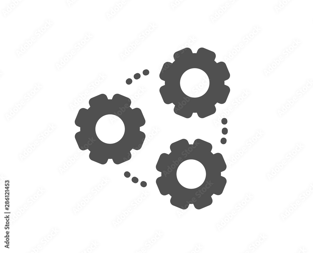Teamwork cogwheel sign. Gears icon. Working process symbol. Classic flat style. Simple gears icon. Vector