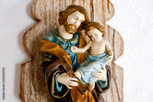 Saint Joseph worker and baby Jesus catholic image