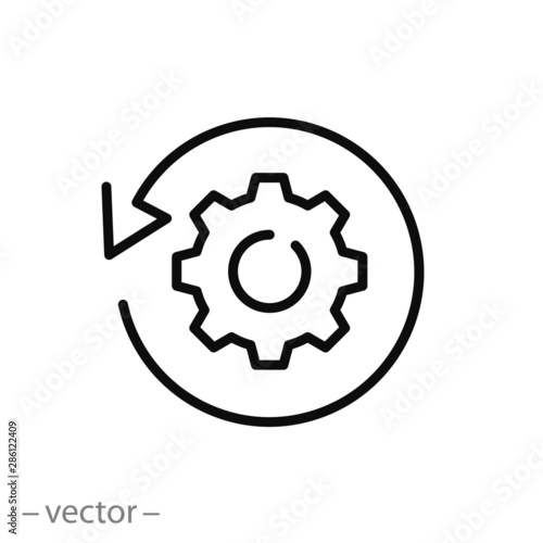 recovery icon, backup, repeat, gear thin line web symbol on white background - editable stroke vector illustration eps10