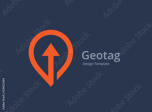 Geotag with arrow or location pin logo icon design photo