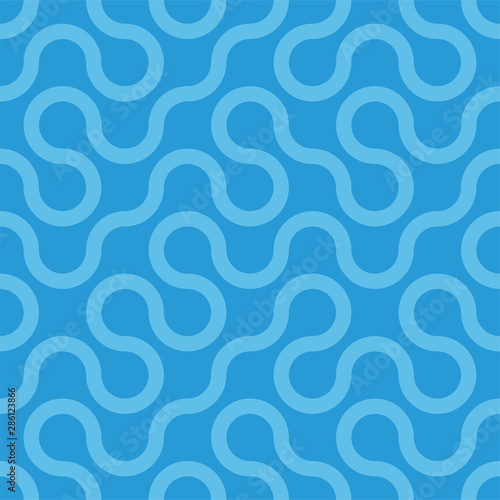 Curly seamless geometric pattern. Vector stylish endless blue background. Creative bright wavy texture