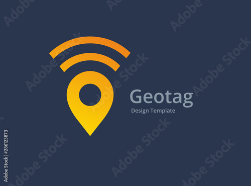 Wireless geotag or location pin logo icon design