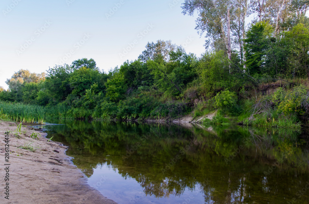 Evening landscape of a small river