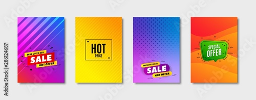 Hot Price. Cover design, banner badge. Special offer Sale sign. Advertising Discounts symbol. Poster template. Sale, hot offer discount. Flyer or cover background. Coupon, banner design. Vector