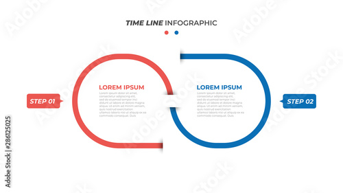 Business infographic template. Timeline with 2 steps, options. Vector creative layout element. Can be used for info chart, graph, presentations.