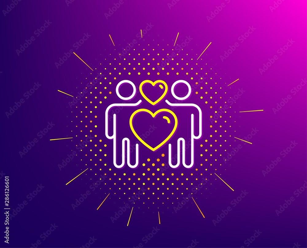 Love couple line icon. Halftone pattern. Heart lovers sign. Valentine day symbol. Gradient background. Love couple line icon. Yellow halftone pattern. Vector Love couple line icon. Halftone pattern. Heart lovers sign. Valentine day symbol. Gradient background. Love couple line icon. Yellow halftone pattern. Vector