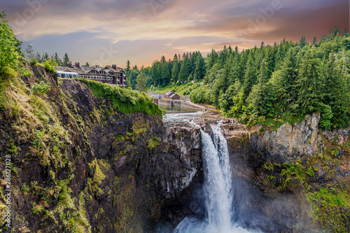 View of Snoqualmie Falls, near Seattle in the Pacific Northwest photo