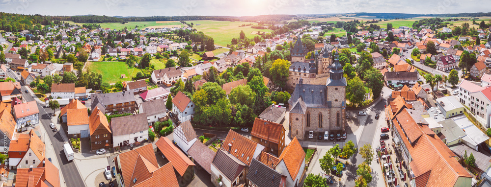 Naklejka premium beautiful castle - romrod. View from above