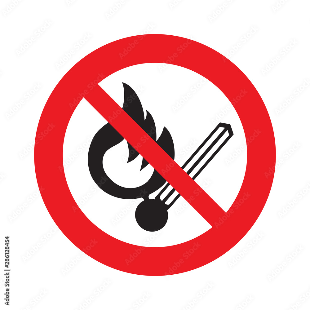 No match fire sign vector illustration isolated on white background No match fire sign vector illustration isolated on white background