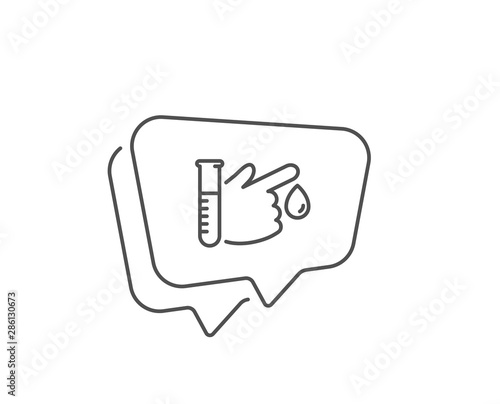 Blood donation line icon. Chat bubble design. Medical analyzes sign. Pharmacy medication symbol. Outline concept. Thin line blood donation icon. Vector