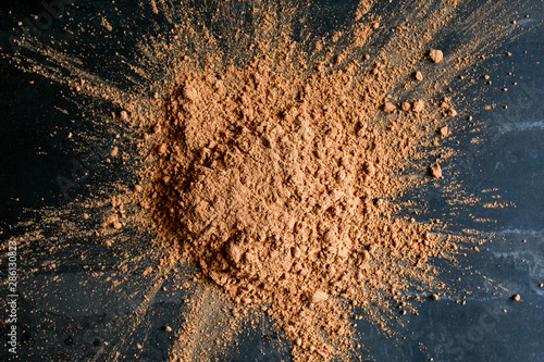 Overhead view of cocoa powder photo