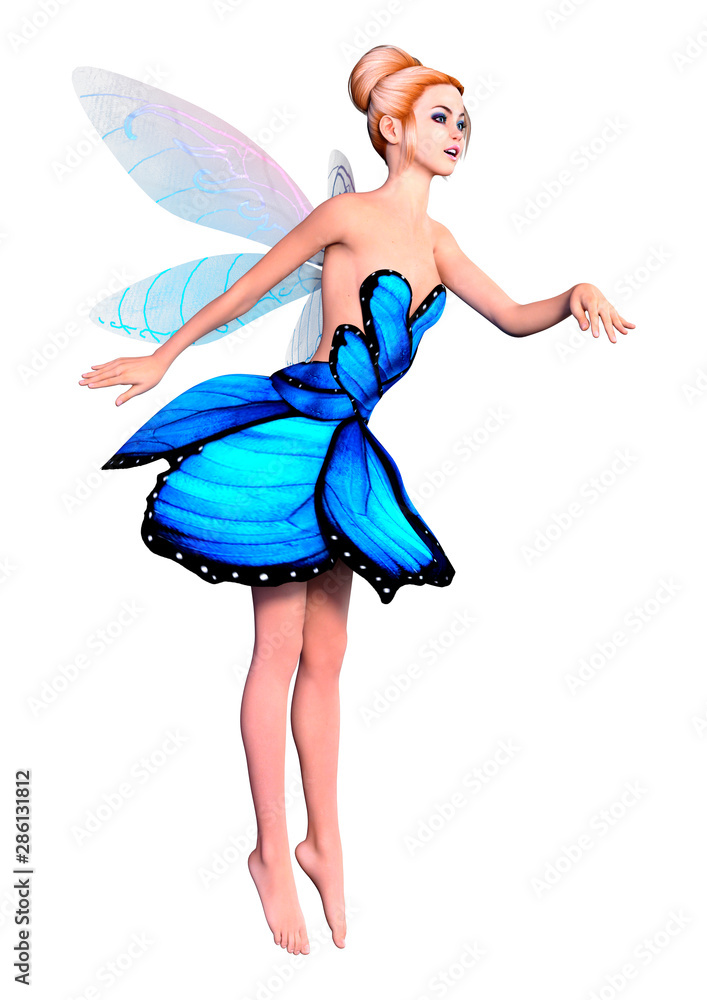3D Rendering Fantasy Fairy on White 3D Rendering Fantasy Fairy on White
