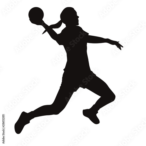 Woman Handball Player Silhouette