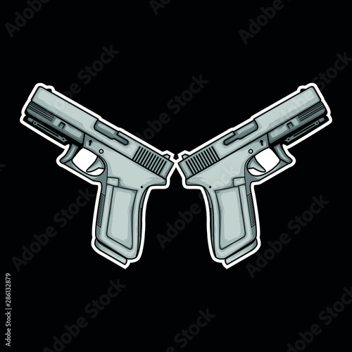 gun on black background,  gun vector illustration
