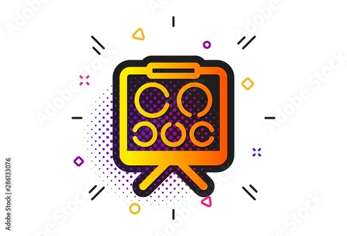 Oculist eye clinic sign. Halftone circles pattern. Vision board icon. Optometry symbol. Classic flat vision board icon. Vector