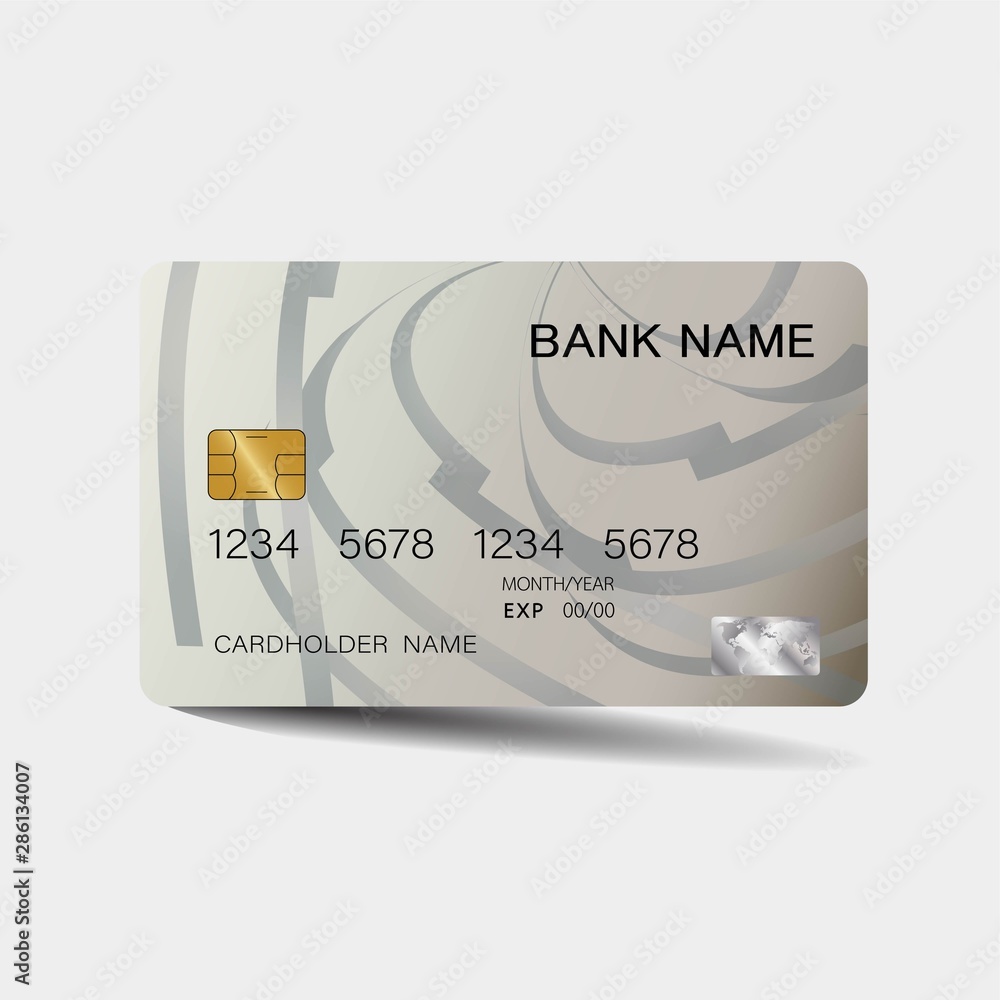 Silver credit card design. With inspiration from abstract. On white background. Glossy plastic style. Silver credit card design. With inspiration from abstract. On white background. Glossy plastic style.
