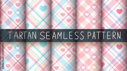 Set star tartan seamless pattern