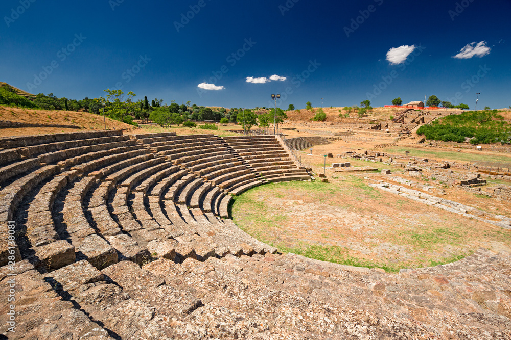 Panoramic view of the Greek archaeological site of Morgantina, in the interior of Sicily in Italy.