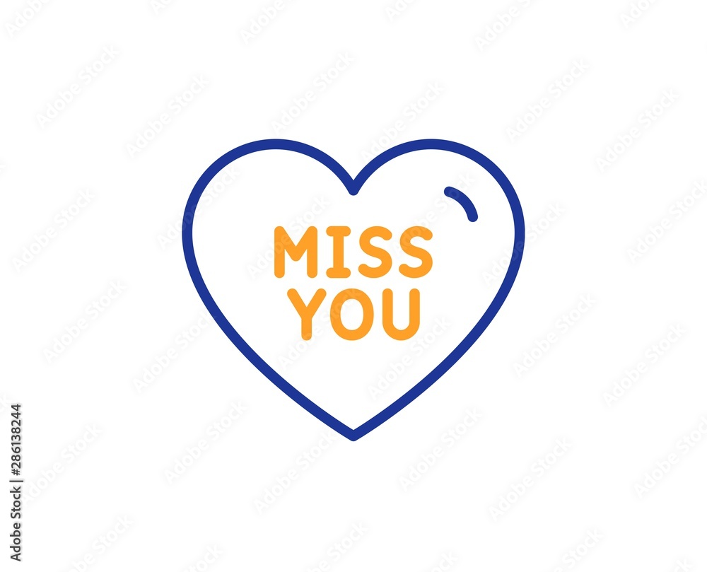 Sweet heart sign. Miss you line icon. Valentine day love symbol. Colorful outline concept. Blue and orange thin line miss you icon. Vector Sweet heart sign. Miss you line icon. Valentine day love symbol. Colorful outline concept. Blue and orange thin line miss you icon. Vector